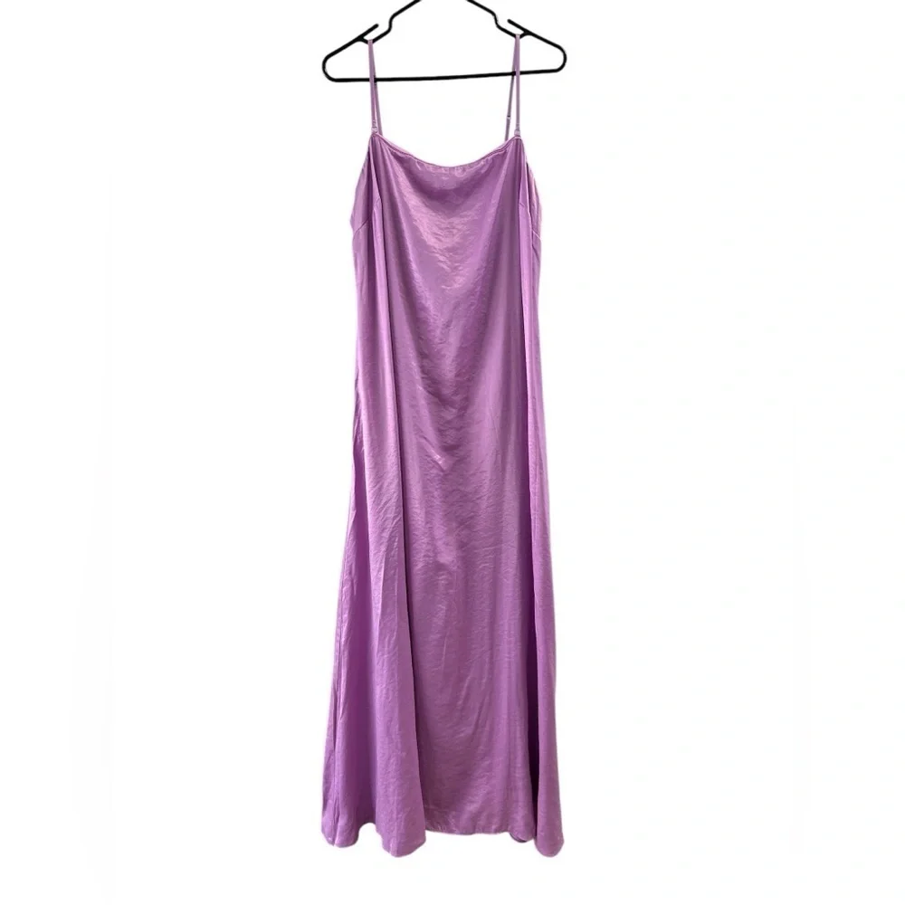 Abercrombie & fitch purple satin strapless trapeze maxi dress